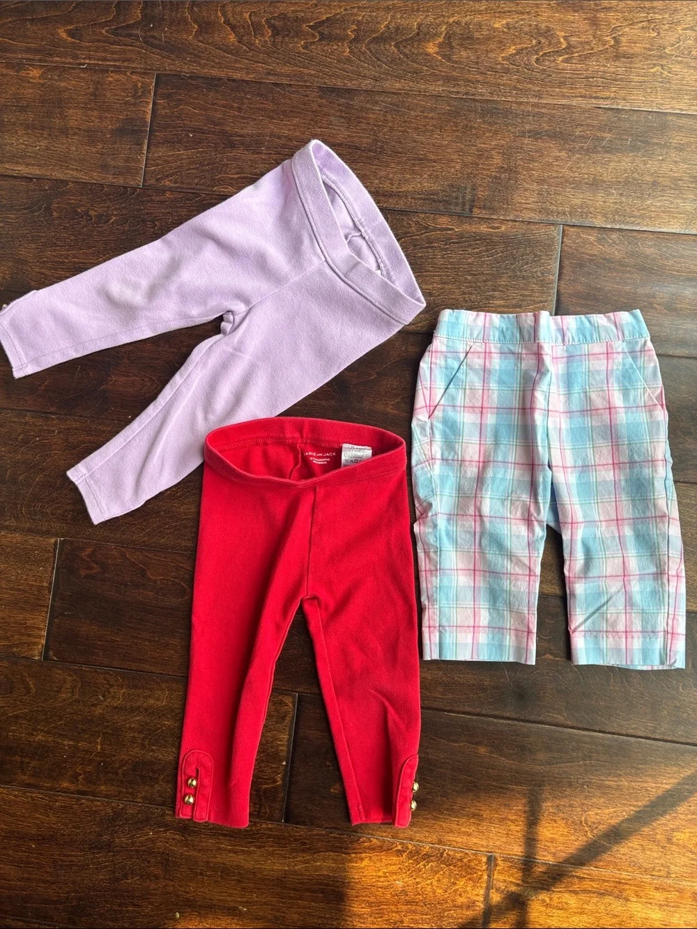 Janie and Jack Girls Lavender, Red & Pastel Plaid Bottoms Set